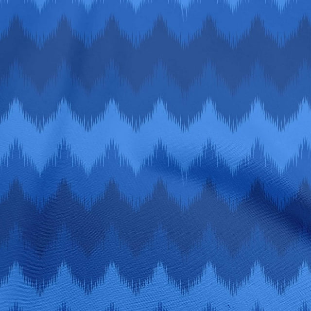 oneOone Polyester Spandex Royal Blue Fabric Ikat Craft Projects Decor Fabric Printed By The Yard 56 Inch Wide
