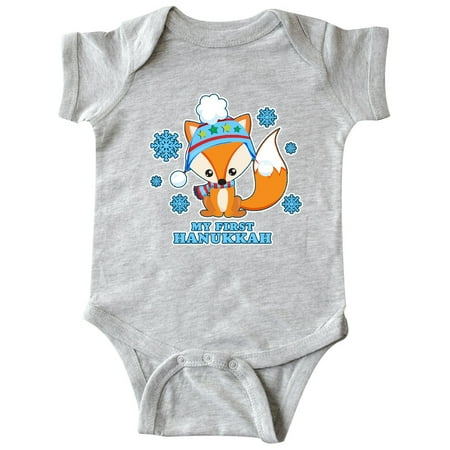 

Inktastic My First Hanukkah with Fox and Snowflakes Gift Baby Boy or Baby Girl Bodysuit