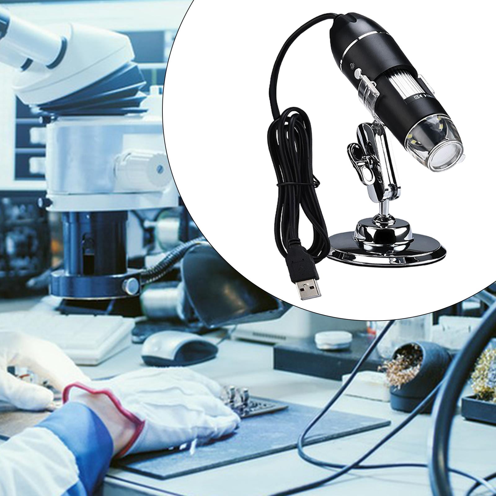 koolsoo USB Digital Inspection Camera 8 LED Fill Lights, Rotatable Portable for Watch Repair, Industrial Testing 1600X