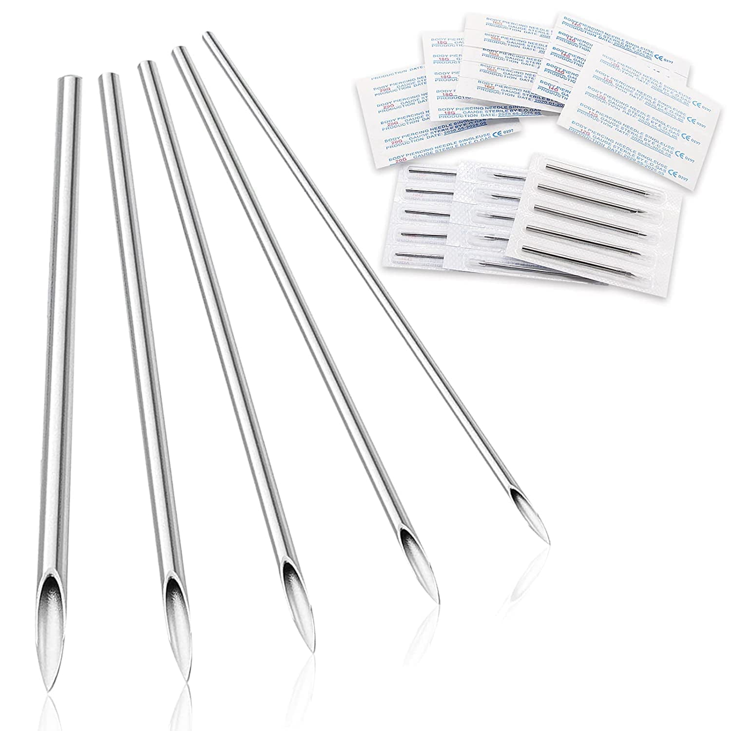 Ear Nose Piercing Needles 50pcs Piercing Needles Mixed 12G 14G 16G