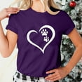 thumbnail image 2 of Virmaxy Women's Valentines Day Short Sleeve Shirt Girls Short Sleeve WorkOut Blouse Tops Valentine's Day Gift Shirt Dogs Paw Heart Print T-Shirt Tops Purple S, 2 of 6