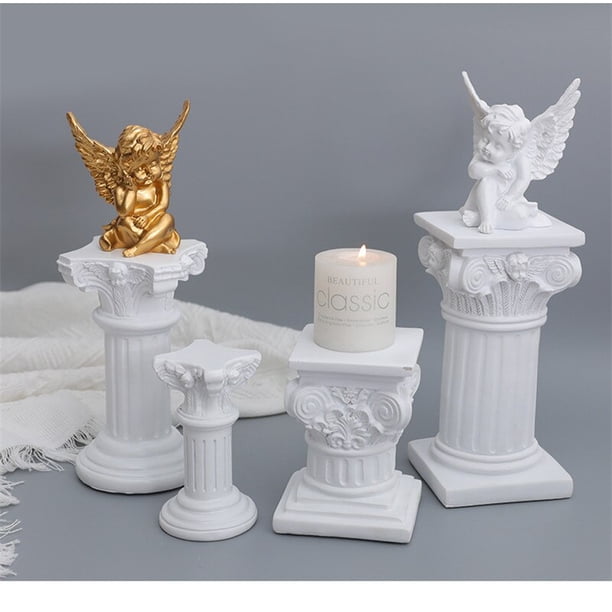 European Style Roman Columns White Resin Pillars Flower Pot Lead Stand Party Event Fashion Wedding Photography Props DecorationRound LUnited Kingdom He Qiyong unisex