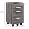 thumbnail image 2 of Grey 3-Drawer Mobile File Cabinet with Lock – A4/Letter Size Rolling Storage for Home Office & Under Desk Organization, 2 of 7