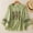 Green, variant on Linen Shirt Women Regular Fit Embroidery Cute Top 3/4 Sleeve Crew Neck Button Down Women’s Clothes M-2XL