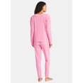 thumbnail image 2 of Lissome Women’s Soft Double Brushed Waffle Knit Long Sleeve V-yoke top and Jogger Pant Pajama Set , Sizes S-3X, 2 of 4