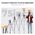 thumbnail image 2 of K&F CONCEPT Camera Tripod, 75" Lightweight Portable Travel Outdoor DSLR Tripods for Camera Phone Video Recording Tripod Stand, Cellphone Clip for Smartphone Live Streaming Vlog, Dark Grey, 2 of 9