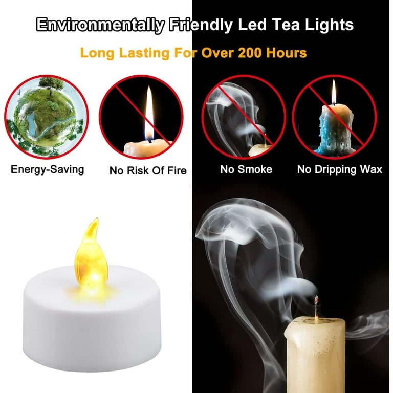 merrynights LED Candles, Tea Lights Candles Battery Operated Bulk, 100PCS  Long-Lasting 200 Hours Flameless Tealight Candles, Realistic Flickering