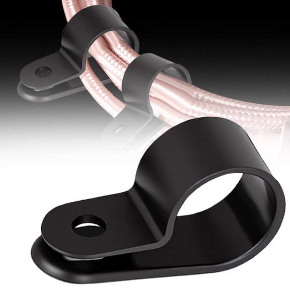 1PCS R-Type Cord Holder, 1-Inch Wire Clips, Adhesive Cord Organizer Cable Clamps, Nylon Plastic Cable Clips Clamp Kit, Durable Strong Heavy-Duty Cable Wire Management for Car, Office and Home (Black)