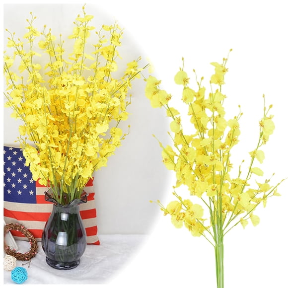 Boreal Craft Dry Flower Spray Five Forked Dance Orchid Yellow Head Flower Flower Home Wedding Hotel Decoration Orchid Bouquet Ornament