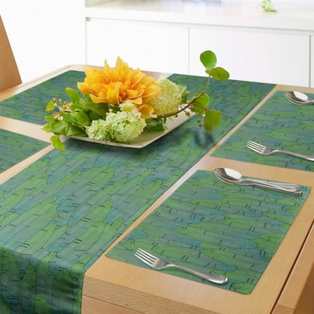 

Botany Table Runner & Placemats Tropical Palm Leaves Gradient Green Tones Rhythmic Botanical Pattern Set for Dining Table Decor Placemat 4 pcs + Runner 14 x72 Fern Green Multicolor by Ambesonne