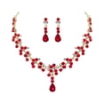 thumbnail image 1 of 1 Conjunto de collar y pendientes de moda, joyería de diamantes de imitación para novia, accesorios para vestido de novia para mujer (rojo), 1 of 8