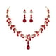 thumbnail image 1 of juego de collar y pendientes de moda para novia, joyas de diamantes de imitación, accesorios para vestido de novia para mujer (rojo), 1 of 8