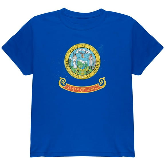 Born and Raised Idaho State Flag Youth T Shirt Royal YSM
