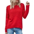 thumbnail image 2 of AUNVITO Womens Round Neck Sweaters Pullover Cozy Knit Long Sleeve Tops Fall Winter Outfits, 2 of 9