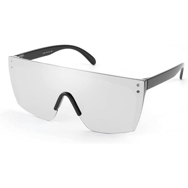 FEISEDY Oversized Rimless Mirrored Sunglasses for Women Men 2021 Flat Top Shield Wrap Square UV400 B2761…