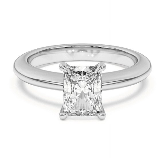 Kiva Jewel Engagement Ring - 1.88 Ct Lab Created Diamond in Radiant Cut - 14K White Gold Plated Solitaire Ring - Thoughtful Gift Jewelry for Every Occasion - Two Tone Anniversary Ring - As Per Image