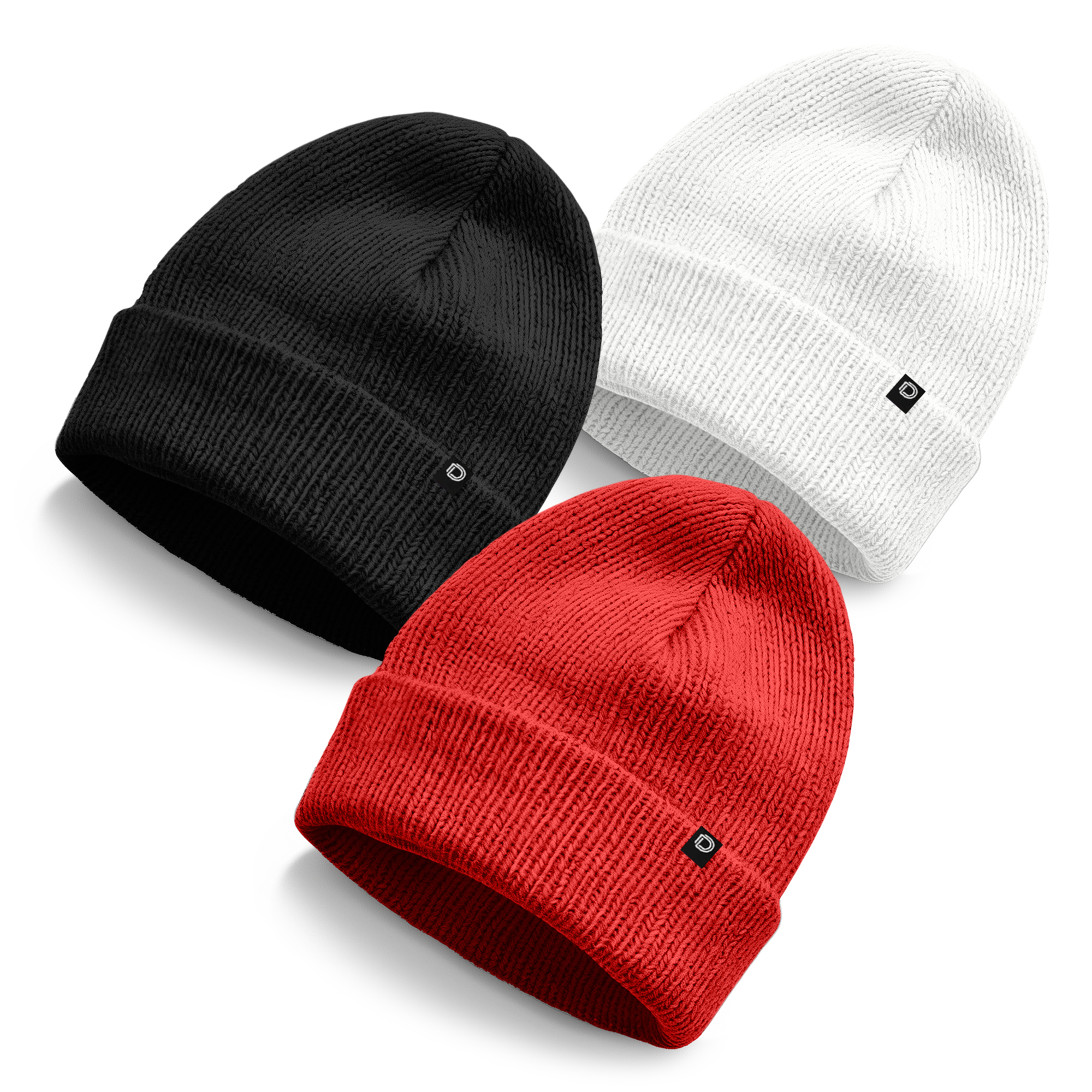 Dalix Beanie Soft Knit 3 Pack Stretch Skully Warm Winter Ski Black Red White