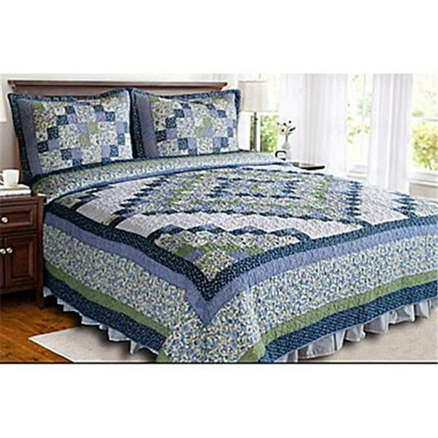 Elegant Decor BRV103613.TWIN Ridge Valley Quilt, Blue - Twin