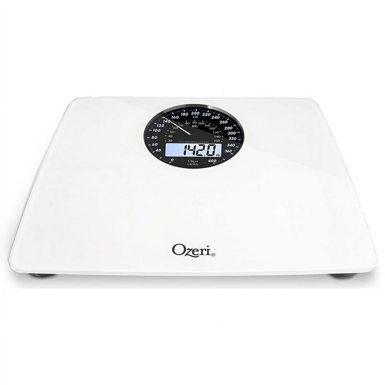 Ozeri Rev Digital Bathroom Scale with Electro-Mechanical Weight Dial White