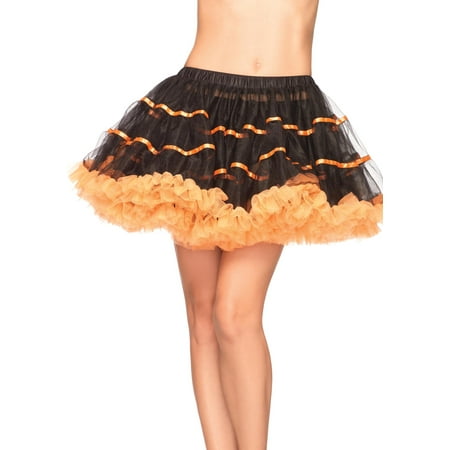 Avenue Stripe - Leg Avenue Women's Layered Striped Petticoat Dress, Black/Orange, One Size