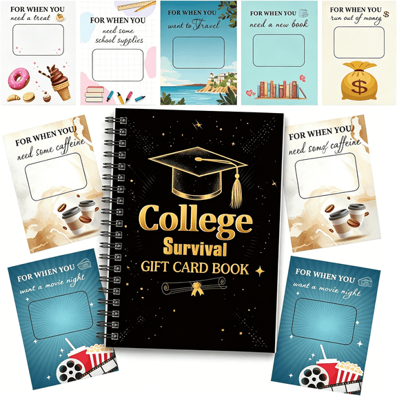 CCOCC College Gift Card Book 7 X 5 Inch Graduation Gift Card Book College Survival Booklet Organizer Leaving Home High University School Birthday Care Package Cash Holder