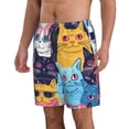 thumbnail image 2 of Fotbe Colorful Cats Pattern Art Trajes de Baño Estampados para Hombre, Shorts de Verano de Secado Rápido, Ropa de Playa, Bañadores-Medium, 2 of 6