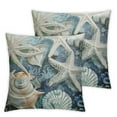 thumbnail image 2 of Acheng Nautical Coastal Pillow Covers Summer Ocean Theme Throw Pillow Covers Blue Seashell Coral Starfish Beach Outdoor Decorative Pillowcases Cushion Covers for Couch Decor,Set of 2 White, 2 of 6