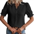thumbnail image 3 of Blusa Elegante de Encaje con Cuello en V y Corta para Mujer Negro M, 3 of 8