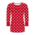 thumbnail image 6 of CHGBMOK Womens Polka Dots 3/4 Sleeve Blouses Button On Crew Neck T Shirts Casual Dressy Tops Going Out Outfit, 6 of 7
