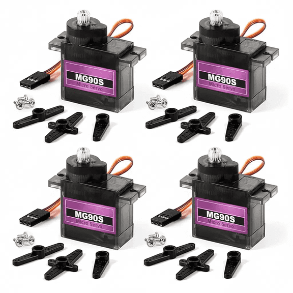 MG90S 9G Micro Servo Motor Metal Geared Motor Kit for RC Car Robot Helicopter, Mini Servos for Arduino Project (4pcs)