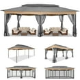 thumbnail image 4 of COBIZI 12x20 Heavy Duty Canopy Gazebo with 6 Mosquito Netting 100% Waterproof Large Canopy Tents for Patio, Party, with Double Roof Soft Top Screen Gazebo with Metal Steel Frame for Outside, Gray, 4 of 14