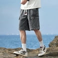 thumbnail image 3 of New men's workwear denim shorts, loose and trendy American retro youth summer capris casual denim shorts, 3 of 25