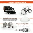 thumbnail image 4 of AKKON - For 2007-2012 GMC Acadia Upgraded LED Light Tube Projector Headlights Housing - Black Bezel, 4 of 7