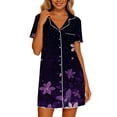 thumbnail image 3 of Yeaiivve Button Down Nightgowns for Women Cute Bow Print Short Sleeve Nightshirts Boyfriend Shirt Sleepdress Soft Pajama Dress Multicolor,L, 3 of 7
