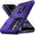 thumbnail image 1 of KOMI Compatible with Samsung Galaxy A16 5G Case Built in Slide Camera Lens Cover+Screen Protector+Finger Ring Holder Kickstand,Heavy Duty Shockproof Full Body Phone Cover,2025 Purple, 1 of 5