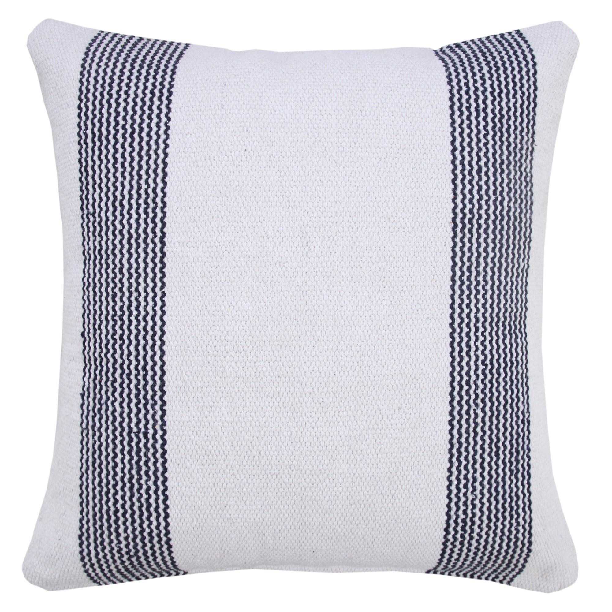 Harlow Hill David 20" x 20" Striped Cotton Adult Decorative Feather Filled Pillow, Deep Blue/White