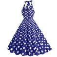 thumbnail image 2 of Baqcunre Maxi Dresses for Women 2024 Women's Polka Dot Hanging Neck Open Back Lapel Button Button Middle Length Large Swing Retro Dress Dresses for Women 2024 Summer Dresses for Women 2024, 2 of 8