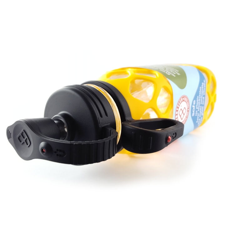 Meshbottles With Glass Straw - Sun Yellow - Plastic-Free, BPA-Free, Phthalate-Free Glass Water Bottle - 16 oz