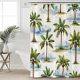 thumbnail image 4 of Shower Curtain, Summer Beach Coconut Trees Waterproof Shower Curtain Set with Hooks for Bathroom Showers,Stalls and Bathtubs,72x72In Blue Sky Cloud, 4 of 9