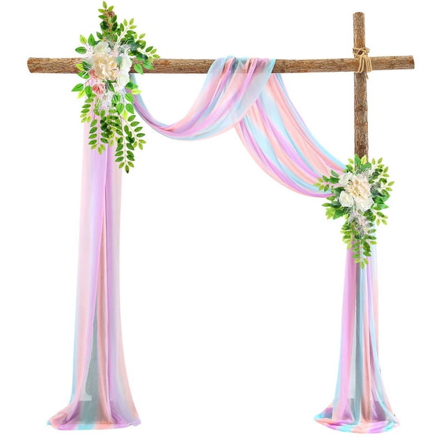 Tela para drapeado con arco de boda, 2 paneles, decoración para ceremonia de boda, recepción, despedida de soltera, bautismo, fiesta de cumpleaños, bautizo, banquete