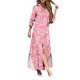thumbnail image 1 of Gibobby Vestidos para Mujer Vestido de camisa con abertura sexy con estampado de flores y botones de solapa a la moda para mujer(Rosa,M), 1 of 5