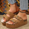 thumbnail image 6 of Dakaela Platform Sandals for Women Wedge Walking Shoes Double Buckles Cork Footbed Slide, 6 of 8