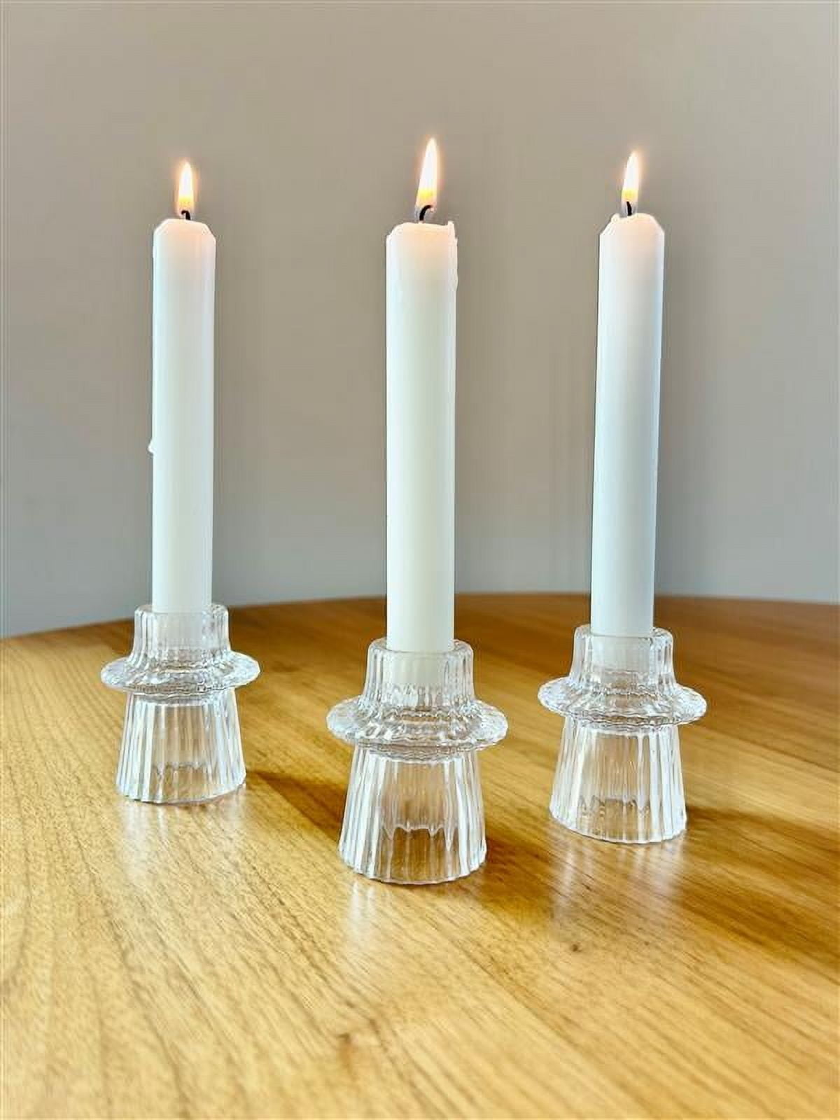(2 pack) Mainstays Decorative Clear Glass Ribbed Taper Tealight Candleholder, Set of 3, 3"