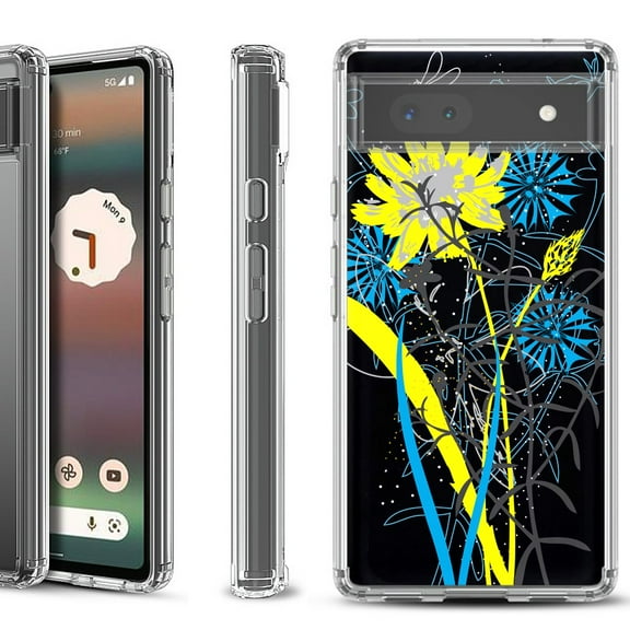 Shockproof Bumper Phone Case for Google Pixel 6a, by OneToughShield ® - Wild Flowers
