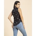 thumbnail image 3 of Moomaya Womens Printed Sleeveless Top, Mandarin Collar Shirt Top, 3 of 8