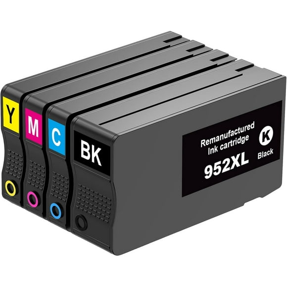TRAHOO-952XL Ink Cartridges Replacement for HP 952 XL Ink Cartridges Combo Pack Work with Officejet Pro 7740 8210 8710 8720 8740 8715 7720 8725 8730 (4 Packs, Black Cyan Magenta Yellow)