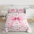 thumbnail image 3 of Feelyou Fashion Pink Bowknot Bedding Comforter Set for Girl, Spring Flower Floral Twin Comforter Sets, Bohemian Style Reversible Bedding Set, Breathable Home Decor, 2-Piece, 3 of 9