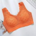 thumbnail image 2 of UngA Deep V Bra Low Cut Sexy Push Up Bralettes for Women Padded Comfy Smoothing Wireless Lifting Seamless Bralette Women Bras Wireless Orange,XL, 2 of 3