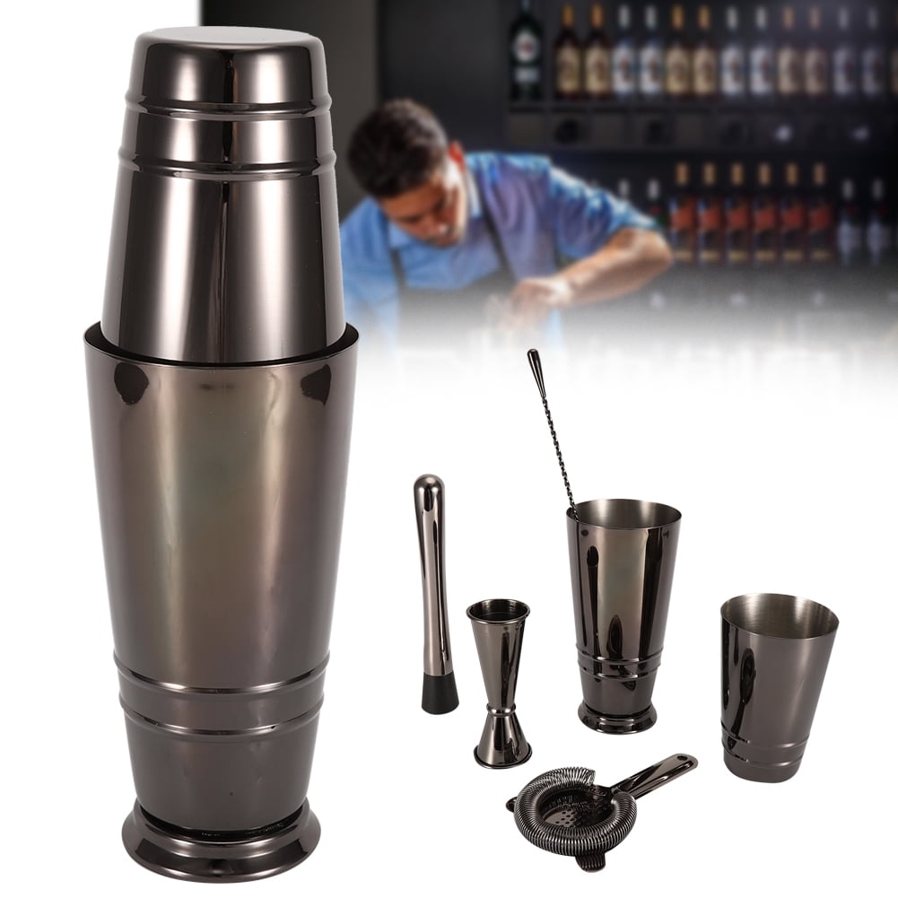 Pièces/ensemble Noir Acier Inoxydable Cocktail Shaker Tasse à