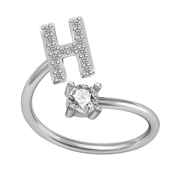 Anillos para mujer, regalos para mujer, exquisita moda, anillo de cobre con 26 letras del alfabeto inglés, anillo de moda.